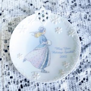 EUC Precious Moments ENESCO May Your Holidays Sparkle 2002 Small Trinket Tray